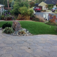 Faux Grass San Joaquin Hills, California Paver Patio, Small Front Yard Landscaping